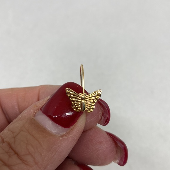 Adorable and delicate 14kt gold butterfly earrings - Picture 4 of 8